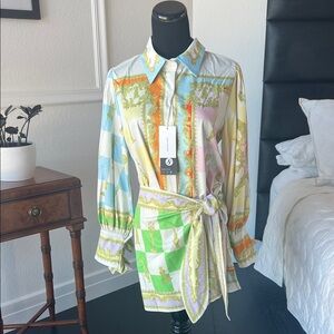 Colorful Patterned Shirt Dress